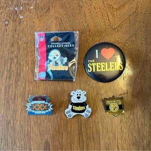 Vintage Pittsburgh Steelers NFL Football ‘90s Pin Button Bundle Lot of 5